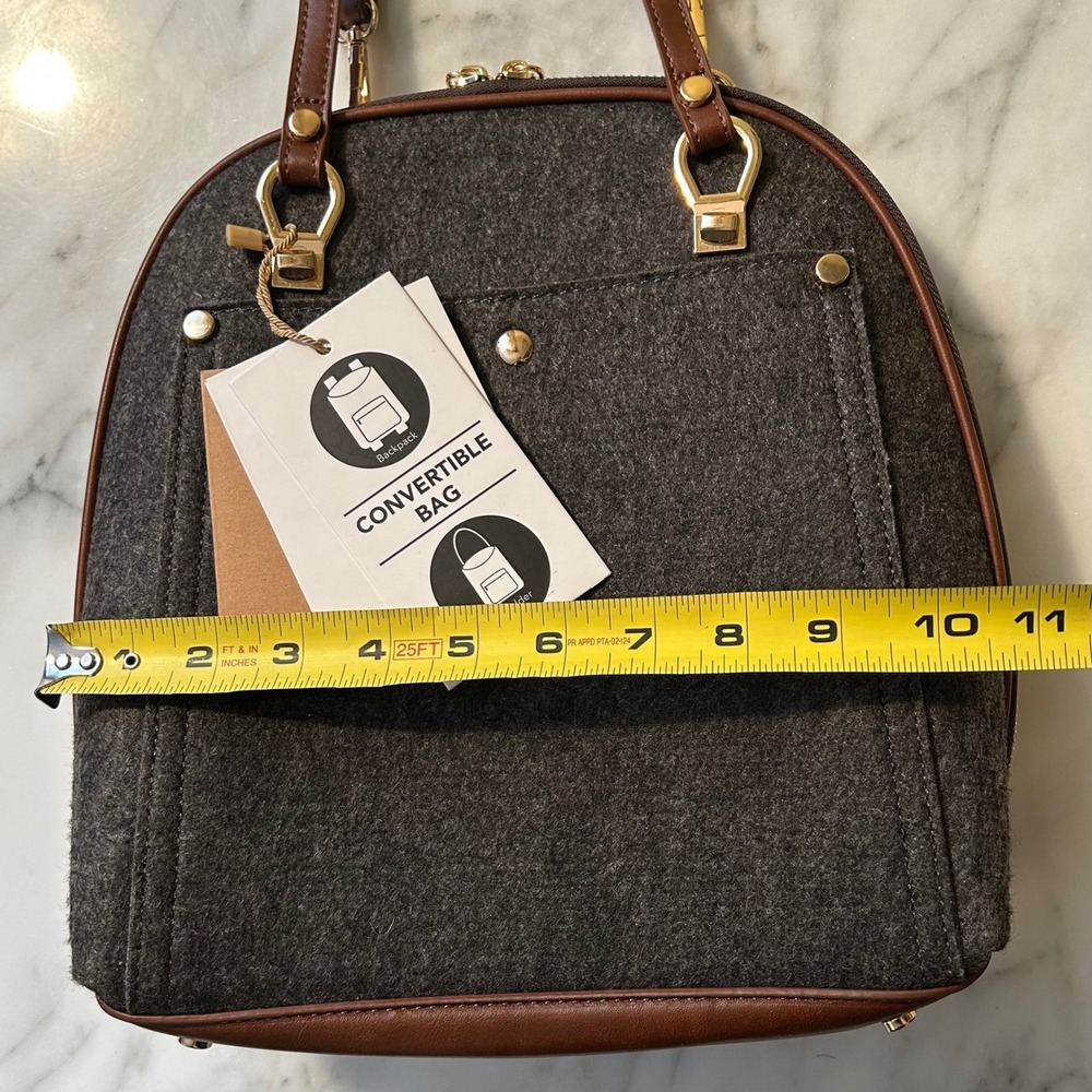 NWT MIZTIQUE Felt Backpack The Daisy Convertible Bag Charcoal Gray Shoulder Bag - Picture 13 of 16